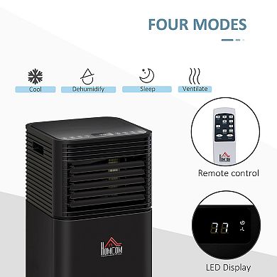 HOMCOM 10000 BTU 4 In 1 Portable Mobile Air Conditioner for Cooling Dehumidifying Ventilating w/ Remote LED Display 24H Timer Auto Shut Down Black