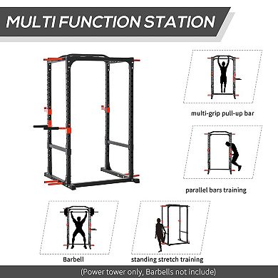Soozier Adjustable Power Tower Dip Station Pull Up Bar Squat Rack