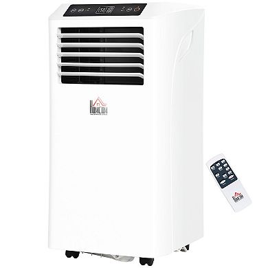 HOMCOM 8000 BTU Portable Mobile Air Conditioner Cooling Dehumidifying Ventilating with Remote Controller LED Display 2 Speed Fans 24 Hour Timer for Bedroom Living Room Office White
