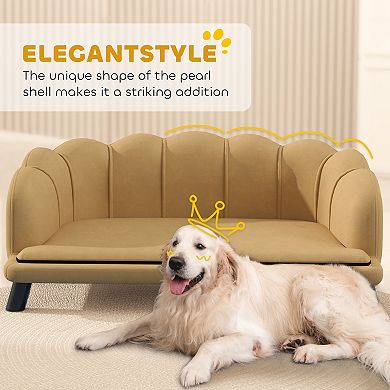 PawHut Velvet Large Dog Couch with Foam Cushioning for M L Dogs