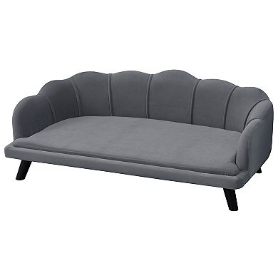 PawHut Pet Sofa for Medium And Large Sized Dog With Extra Cushion Solid Wood Legs Charcoal Grey