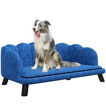 PawHut Pet Sofa for Medium And Large Sized Dog With Extra Cushion Solid Wood Legs Charcoal Grey