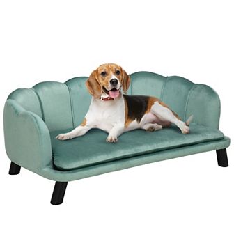 PawHut Pet Sofa for Medium And Large Sized Dog With Extra Cushion Solid Wood Legs Charcoal Grey