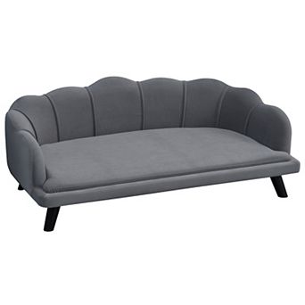 PawHut Pet Sofa for Medium And Large Sized Dog With Extra Cushion Solid Wood Legs Charcoal Grey