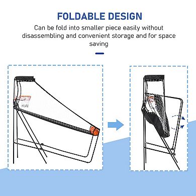Basketball Shooting Game Foldable W/ Three Plastic Basketballs, Steel Frame And