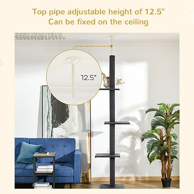 PawHut 4-Level Height Adjustable Cat Climbing Tower, Grey