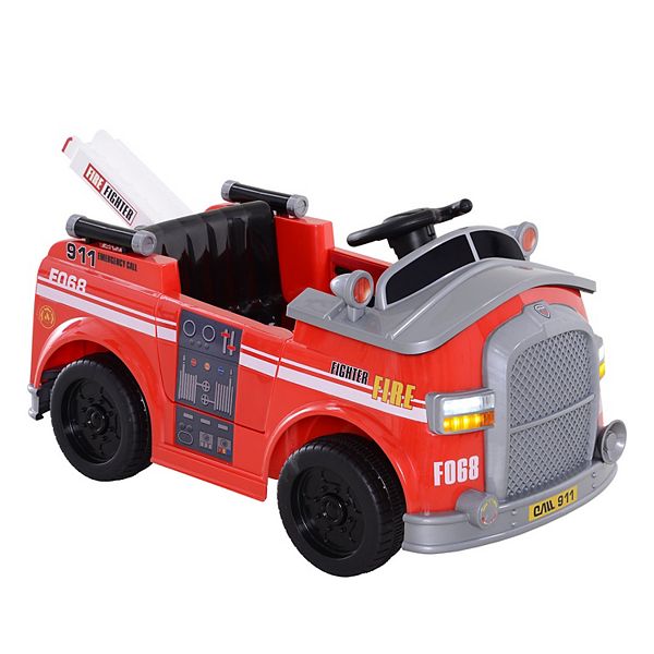 Aosom 6V Electric Ride On Fire Truck Vehicle for Kids with Remote ...