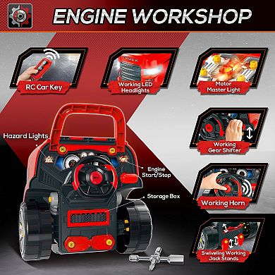 Qaba Mechanic Kids Truck Engine Toy Set, Car Service Play Set