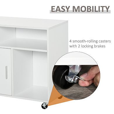 HOMCOM Printer Stand Home Office Mobile Cabinet Organizer Desktop Storage,