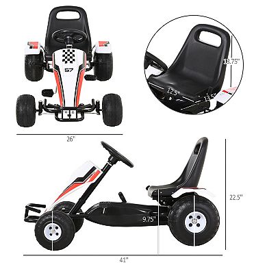 Aosom Pedal Go Kart Children Ride on Car Racing Style with Adjustable Seat Plastic Wheels Handbrake and Shift Lever Black