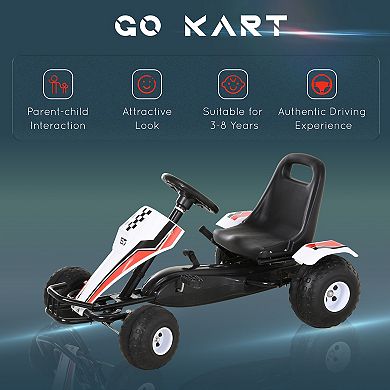 Aosom Pedal Go Kart Children Ride on Car Racing Style with Adjustable Seat Plastic Wheels Handbrake and Shift Lever Black