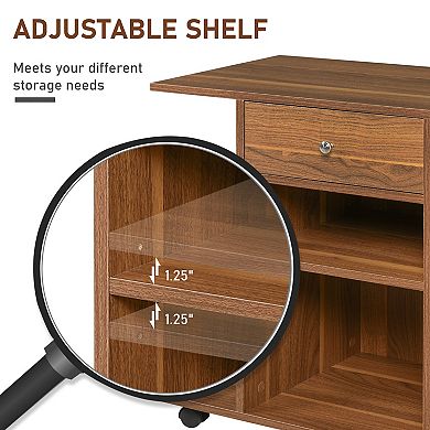 Vinsetto Printer Table Desk, Rolling Cart Stand with Wheels and Adjustable Shelf