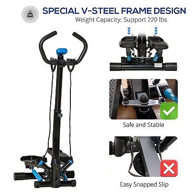 Soozier Stair Stepper Cardio Home Gym Fitness Machine w/ Height Adjustable Bars