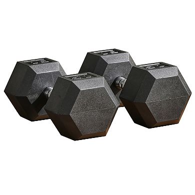 50lbs/single Set Of 2 Rubber Dumbbell Weight For Home Cardio Exercise