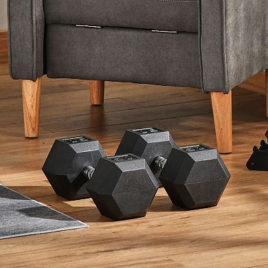 50lbs/single Set Of 2 Rubber Dumbbell Weight For Home Cardio Exercise