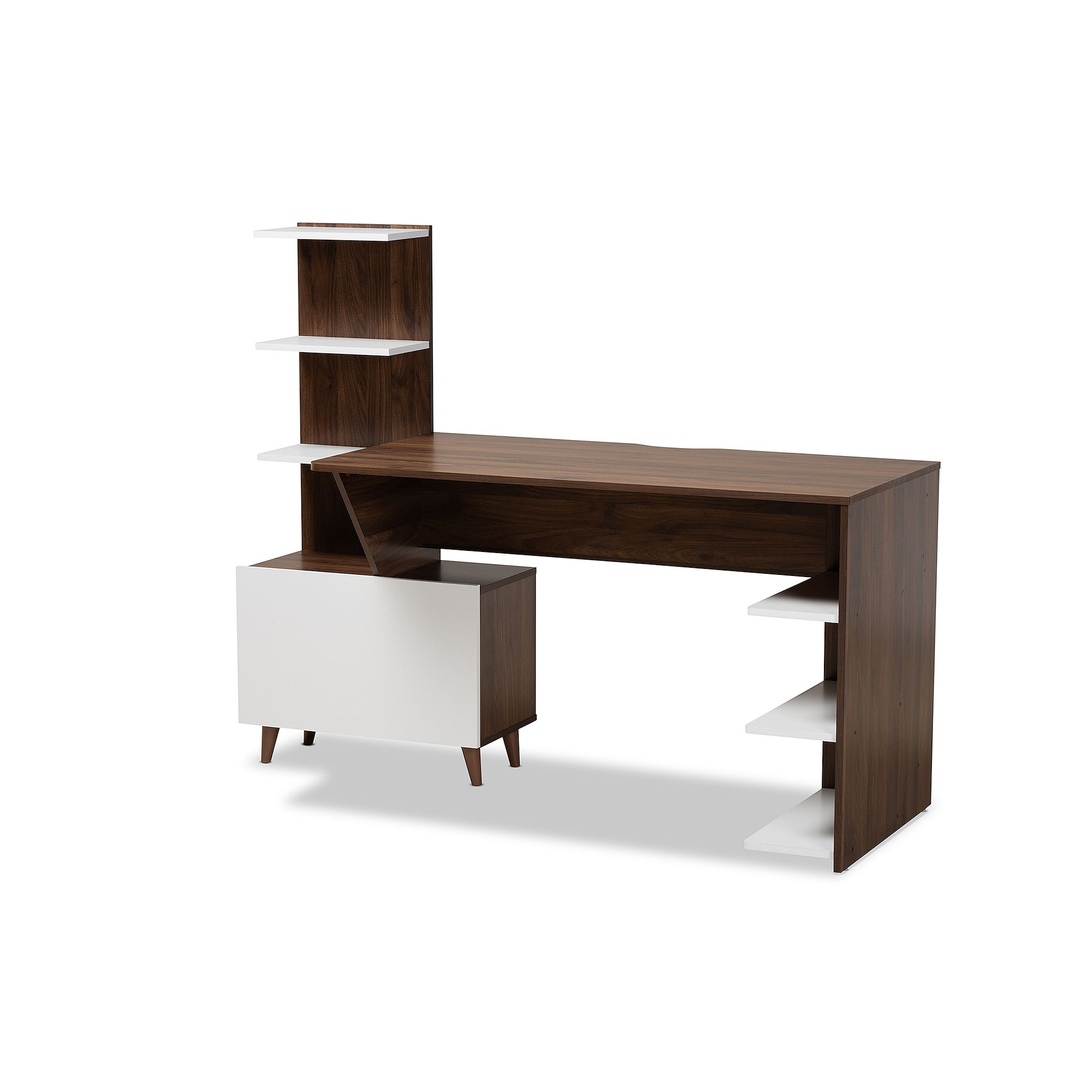 Baxton Studio Tobias Desk, White Brown Brown