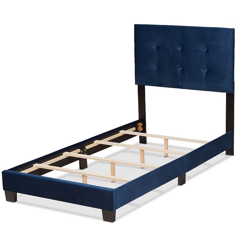 Baxton Studio Caprice Twin Bed, Navy Blue Black