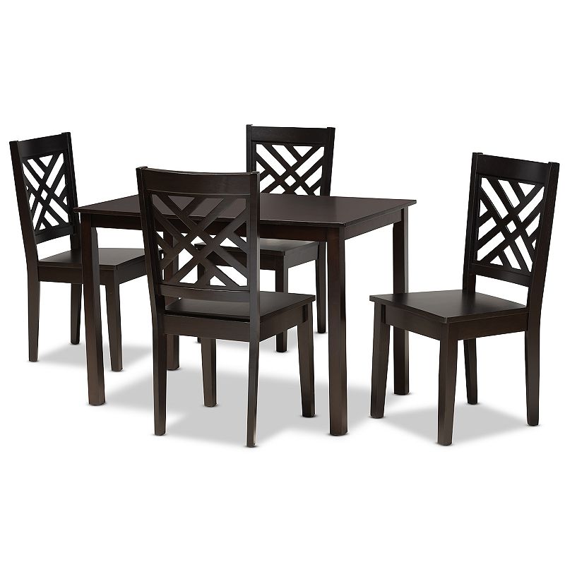 Baxton Studio Ani Dining Table & Chair 5-piece Set, Brown