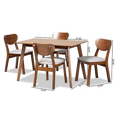 Baxton Studio Damara Dining Table & Chair 5-piece Set