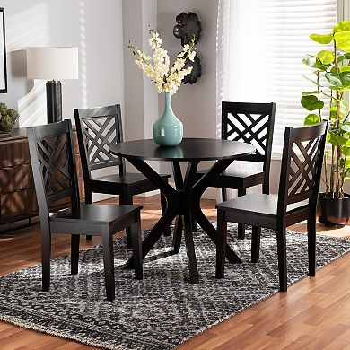 Baxton Studio Ela Dining Table & Chair 5-piece Set