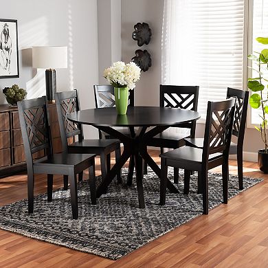 Baxton Studio Ela Dining Table & Chair 7-piece Set