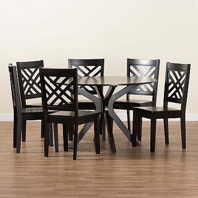 Baxton Studio Ela Dining Table & Chair 7-piece Set