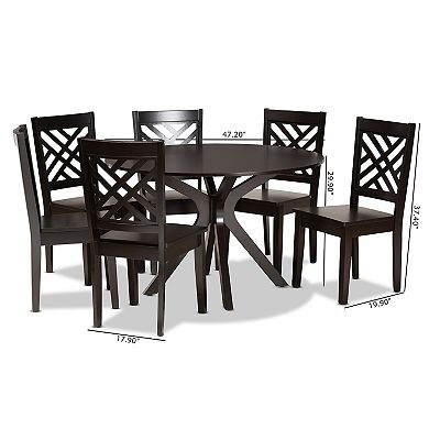 Baxton Studio Ela Dining Table & Chair 7-piece Set