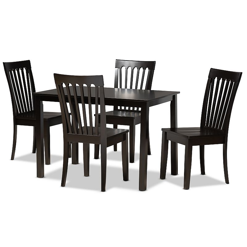 Baxton Studio Erion Dining Chair & Table 5-piece Set, Brown