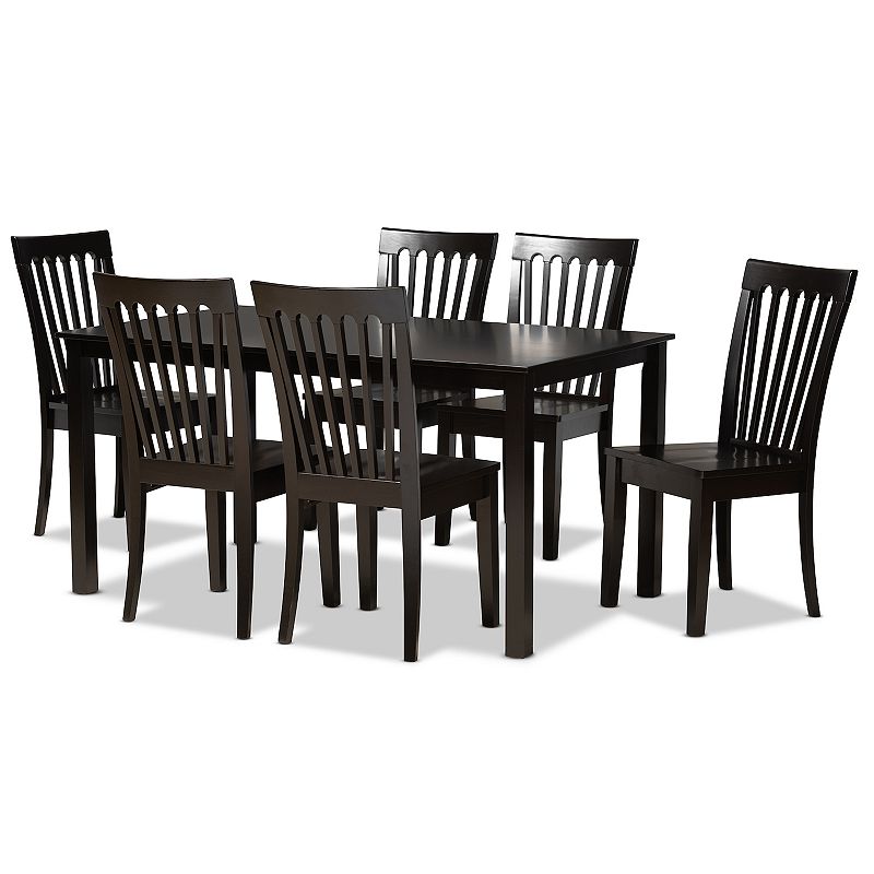 Baxton Studio Erion Dining Chair & Table 7-piece Set, Brown