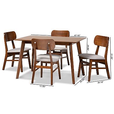 Baxton Studio Euclid Dining Table & Chair 5-piece Set