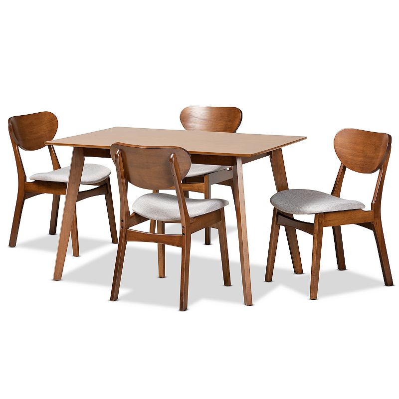Baxton Studio Katya Dining Table & Chair 5-piece Set, Grey