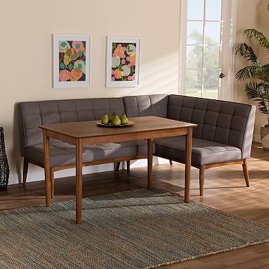 Baxton Studio Sanford Dining Table & Nook Bench 3-piece Set