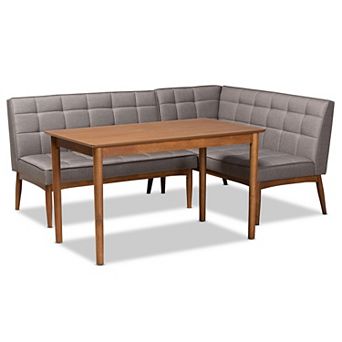 Baxton Studio Sanford Dining Table & Nook Bench 3 pc Set