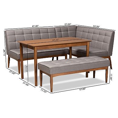 Baxton Studio Sanford Dining Table & Benches 4-piece Set