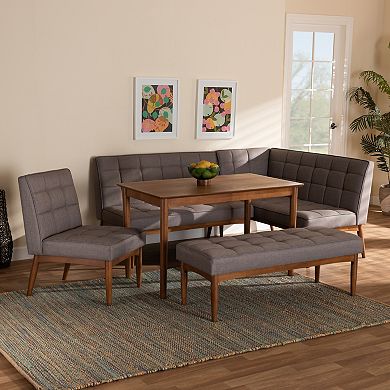 Baxton Studio Sanford Dining Table, Bench & Chair 5-piece Set