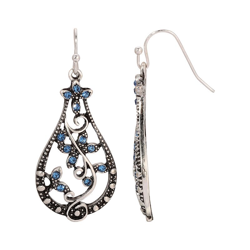 1928 Silver Tone Light Blue Drop Earrings, Womens