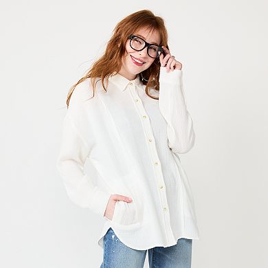 Juniors' SO® Oversized Tunic Shirt