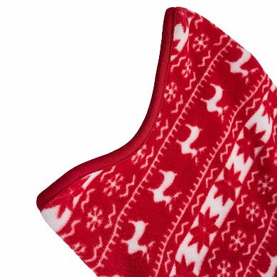 Blueberry Pet Christmas Reindeer & Snowflake Fleece Dog Half Zip Sweater