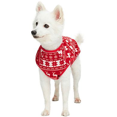 Blueberry Pet Christmas Reindeer & Snowflake Fleece Crewneck Dog Sweater Vest