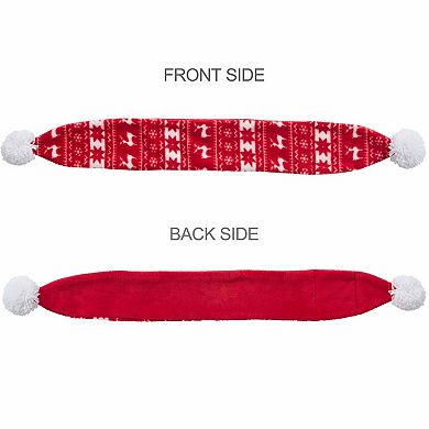 Blueberry Pet Christmas Reindeer & Snowflake Fleece Pom Pom Dog Scarf