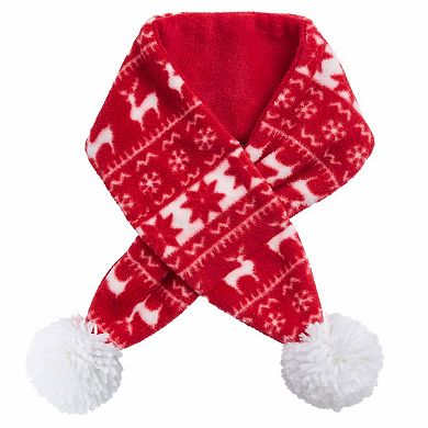 Blueberry Pet Christmas Reindeer & Snowflake Fleece Pom Pom Dog Scarf
