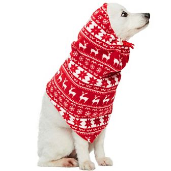 Blueberry Pet Christmas Reindeer & Snowflake Fleece Scarf Dog Neck Warmer