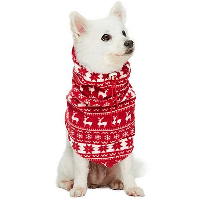 Blueberry Pet Christmas Reindeer & Snowflake Fleece Scarf Dog Neck Warmer