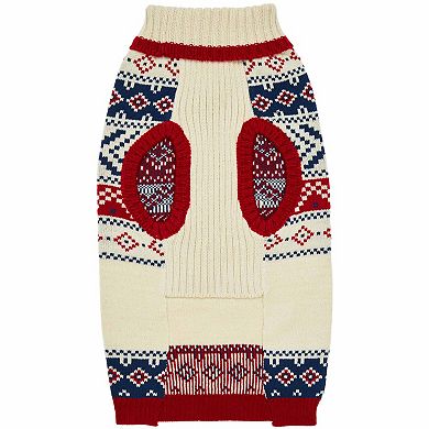 Blueberry Pet Nordic Fair Isle Christmas Dog Lopi Sweater in Creamy White