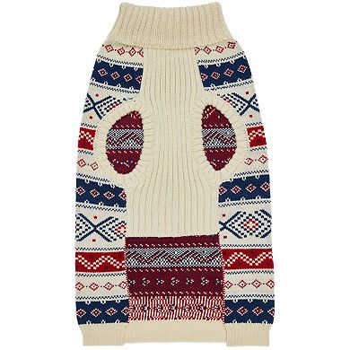 Blueberry Pet Nordic Fair Isle Christmas Dog Jacquard Sweater in Creamy White