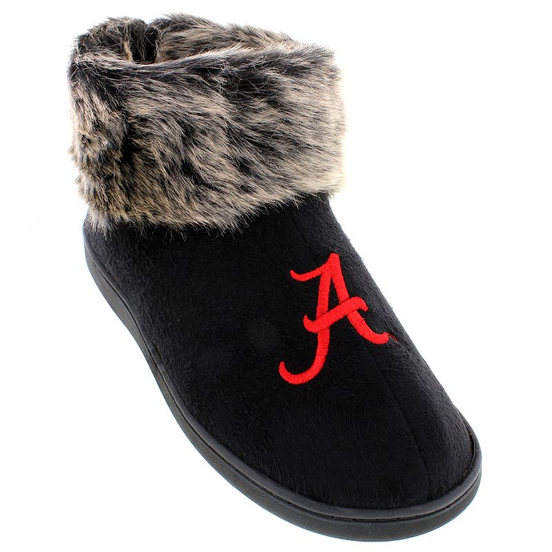 Alabama Crimson Tide Womens Faux Fur Boot Slippers, Size: Medium, Black