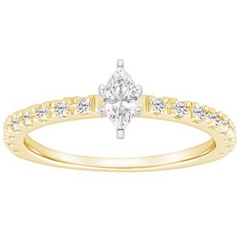 Alyson Layne 14k Gold 1/2 Carat T.W. Diamond Marquise-Cut Embellished Band Engagement Ring
