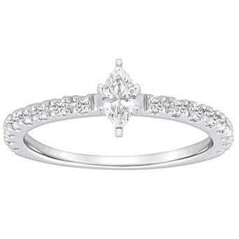 Alyson Layne 14k Gold 1/2 Carat T.W. Diamond Marquise-Cut Embellished Band Engagement Ring