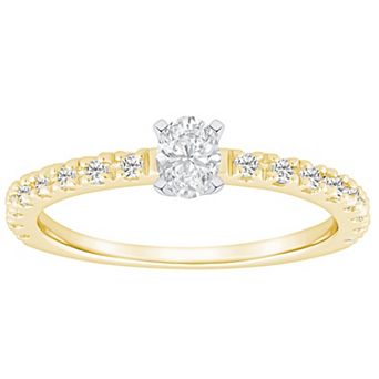 Alyson Layne 14k Gold 1/2 Carat T.W. Diamond Oval-Cut Embellished Band Engagement Ring