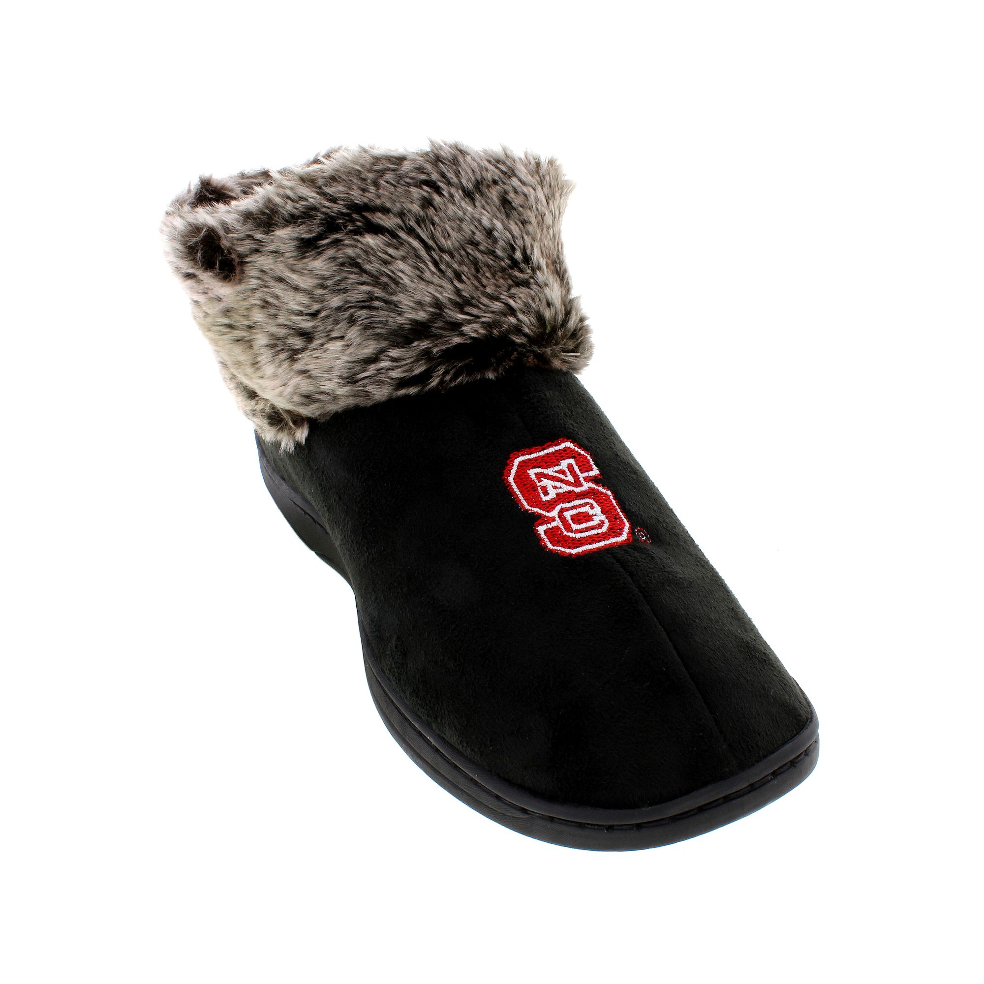 North Carolina State Wolfpack Faux-Fur Slippers, Womens, Size: Medium, Nst